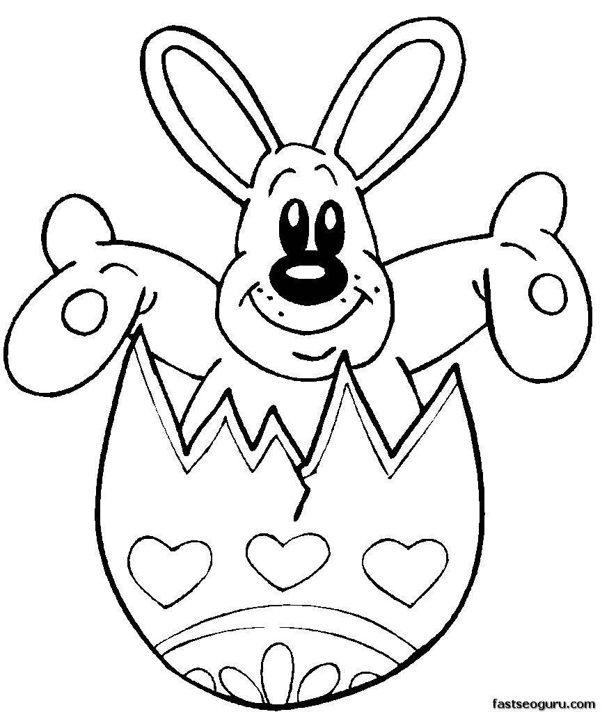 Print out Bunny In Egg Coloring Page